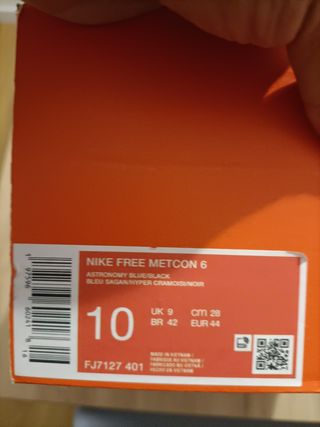 T44 Nike Free Metcon 6  Azul Naranja