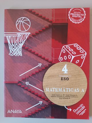 Libro SIN ESTRENAR Matemáticas A - 4 ESO - Anaya
