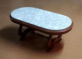 Mesa antigua madera y mármol