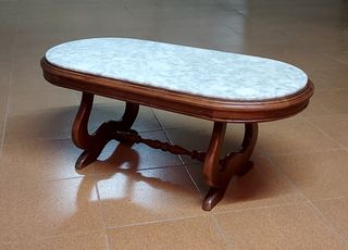Mesa antigua madera y mármol