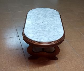 Mesa antigua madera y mármol