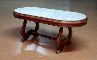 Mesa antigua madera y mármol