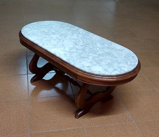 Mesa antigua madera y mármol