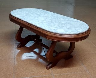 Mesa antigua madera y mármol