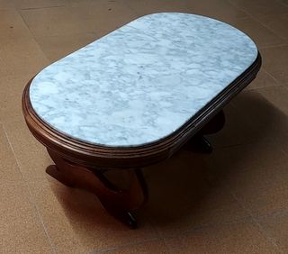 Mesa antigua madera y mármol
