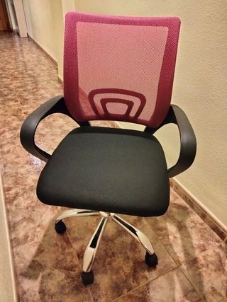 Silla de oficina ergonómica negra y rosa