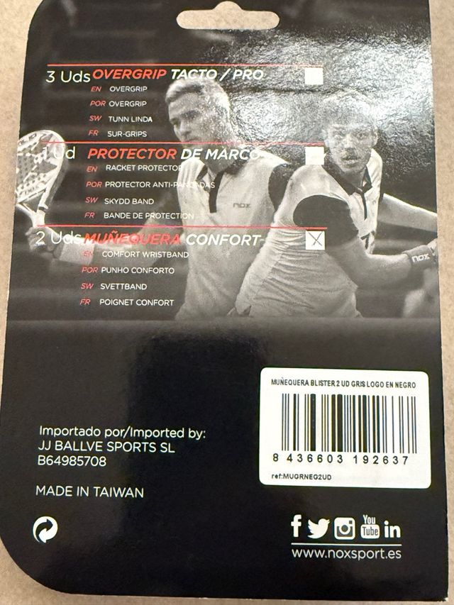 Polsini Padel Tennis Grigio Nero Nox