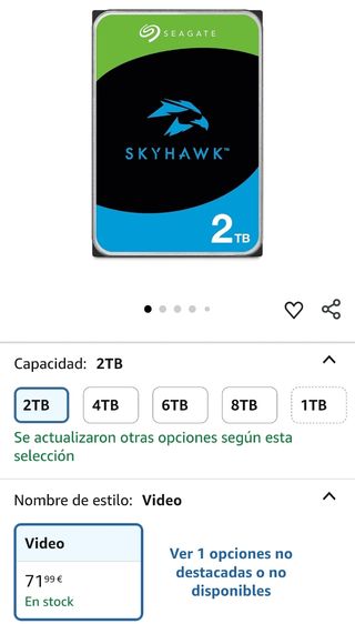 Disco Duro Seagate SkyHawk 2TB Interno