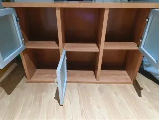 Mueble recibidor madera y cristal