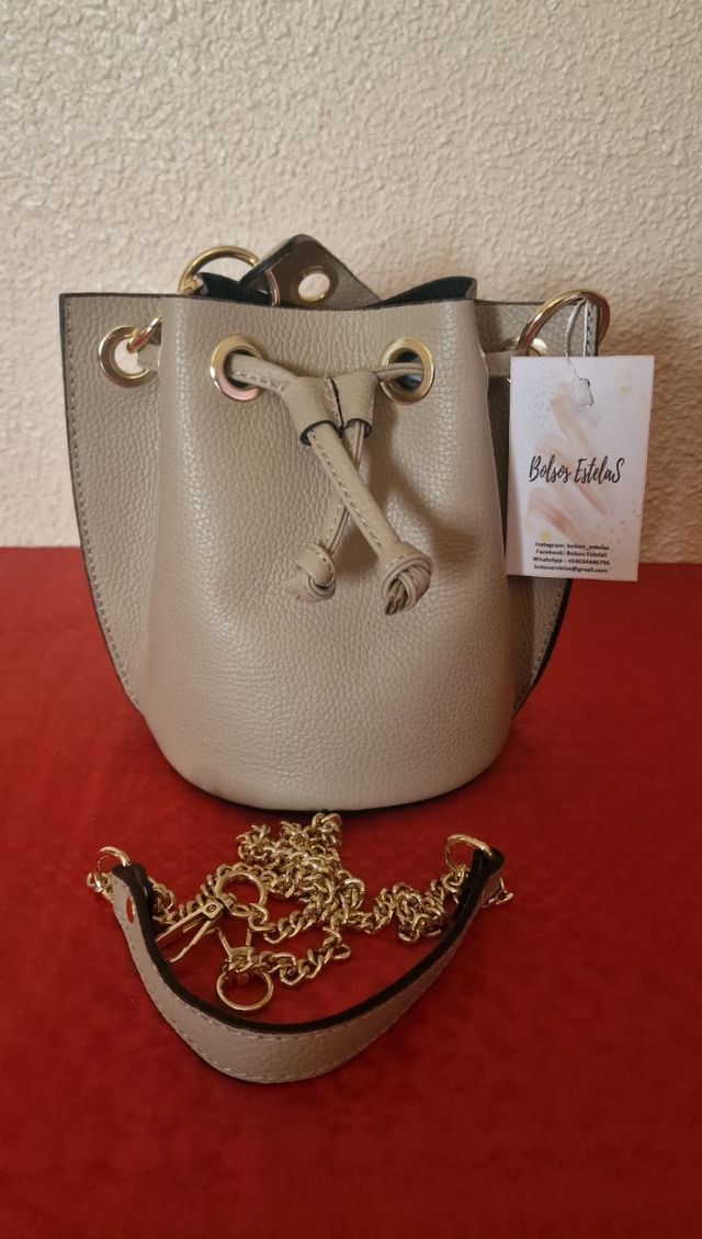 Mini Bombonera de Piel Beige