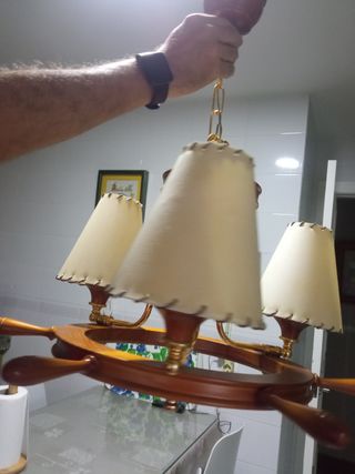 Lámpara de techo náutica madera y tela