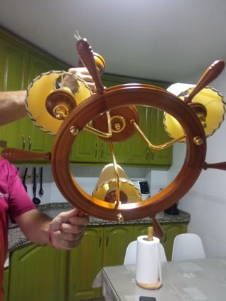 Lámpara de techo náutica madera y tela
