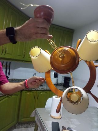 Lámpara de techo náutica madera y tela