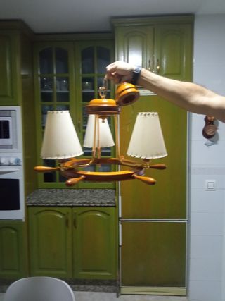 Lámpara de techo náutica madera y tela