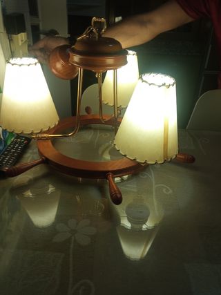 Lámpara de techo náutica madera y tela
