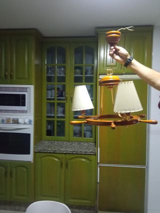 Lámpara de techo náutica madera y tela