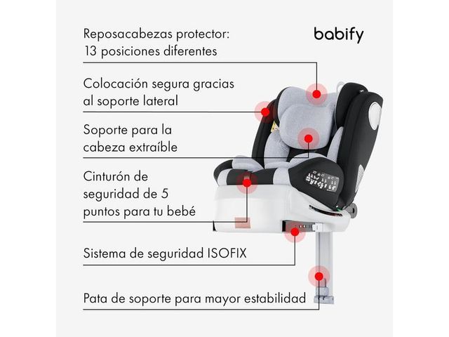 Silla Coche Bebe Grupo 0 1 2 3 Isofix Babify 360o