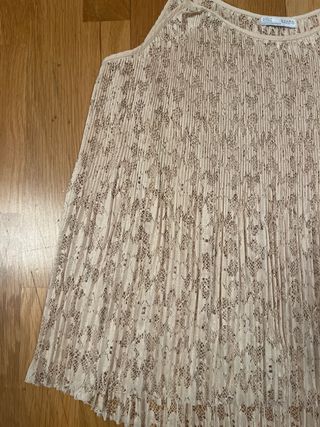Top ZARA TS encaje tirantes beige como nuevo