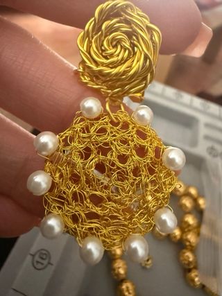 Pendientes Alessa baño Oro y Perlas