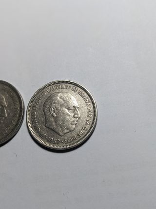 Lote 3 monedas 5 ptas 1957 Franco
