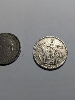 Lote 3 monedas 5 ptas 1957 Franco