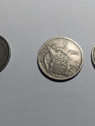Lote 3 monedas 5 ptas 1957 Franco