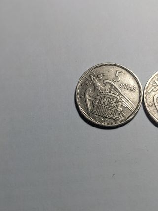 Lote 3 monedas 5 ptas 1957 Franco