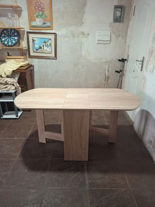 Mesa plegable de madera color beige/marrón