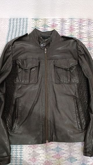 Cazadora Piel Ovino Talla M Negra