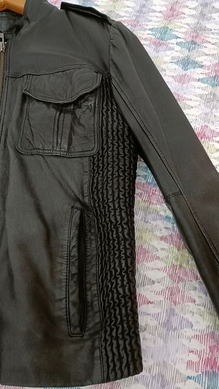 Cazadora Piel Ovino Talla M Negra