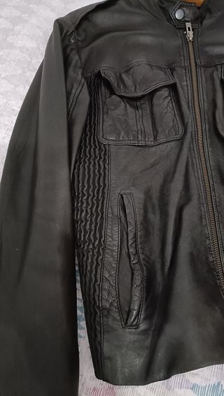 Cazadora Piel Ovino Talla M Negra