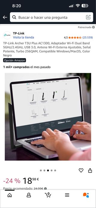 Adaptador Wi-Fi TP-Link Archer T3U Plus AC1300