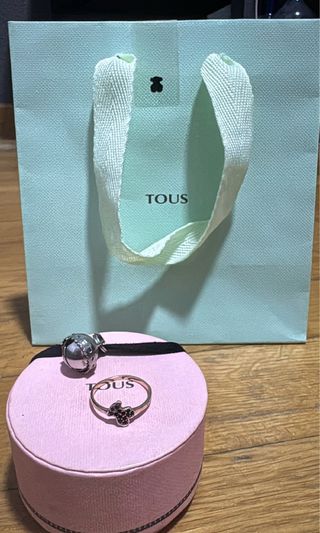 Anillo Tous Oso Negro Baño Oro Rosa Plata