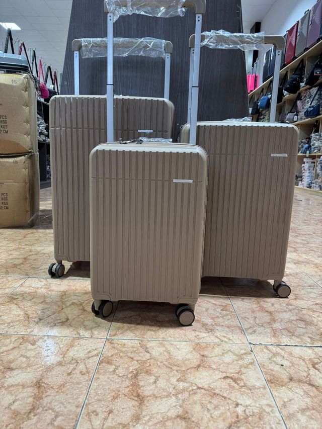 Juego 3 Maletas Polipropileno Beige