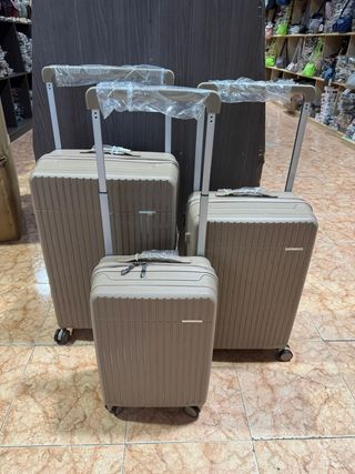 Juego 3 Maletas Polipropileno Beige