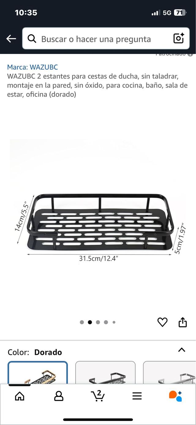 Prateleiras de duche WAZUBC Gold (2 peças). Ref. 83