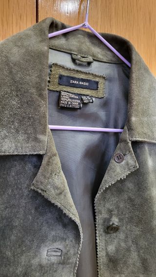 Chaqueta Zara Piel Verde Talla M