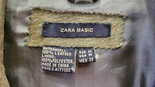 Chaqueta Zara Piel Verde Talla M