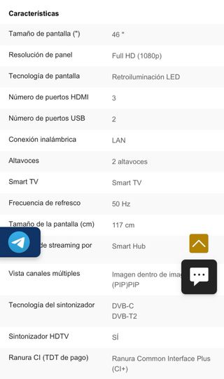 TV Samsung 46” Full HD Negra + Soporte (regalo)