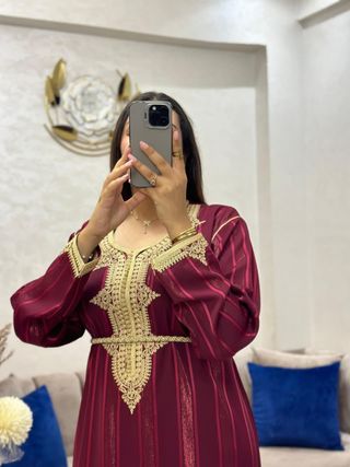 Kaftán Jawhara Azul y Dorado + Cinturón