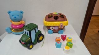 Lotto 3 giocattoli per bambini: trattore, orso e auto