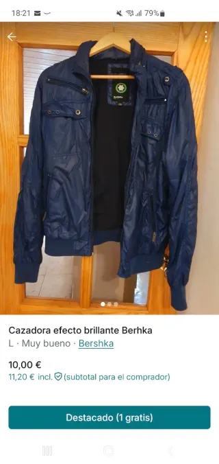 Cazadora efecto brillante Bershka Azul Talla L