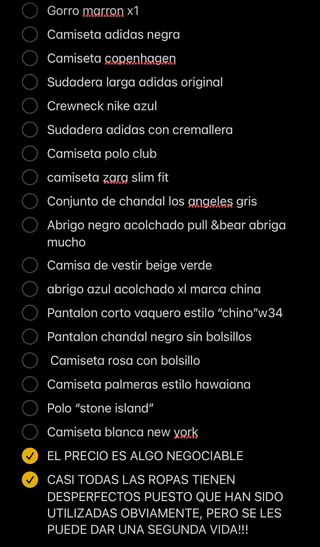 Lote 18 prendas de ropa