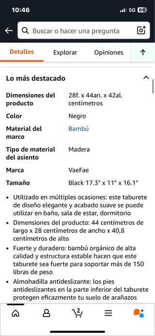 Banco de spa para baño. Ref. 86