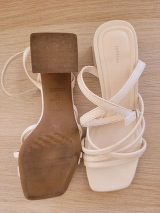 Sandalias Lefties crema tacón tiras