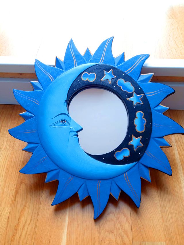 Lote decorativo Luna: espejo, bolso, 2 portavelas