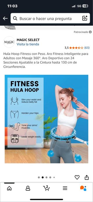 Hula Hoop Fitness con Peso Ajustable. Ref. 22