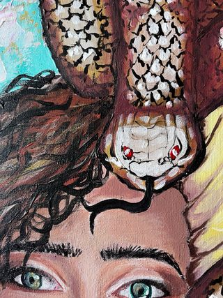 Cuadro abstracto mujer y serpiente