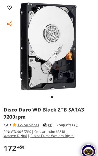 Disco Duro WD Black 2TB SATA3 7200rpm