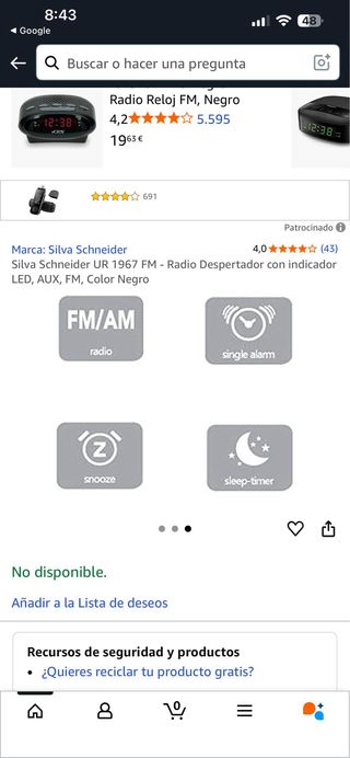 Radio Despertador Silva Schneider UR 1967 FM